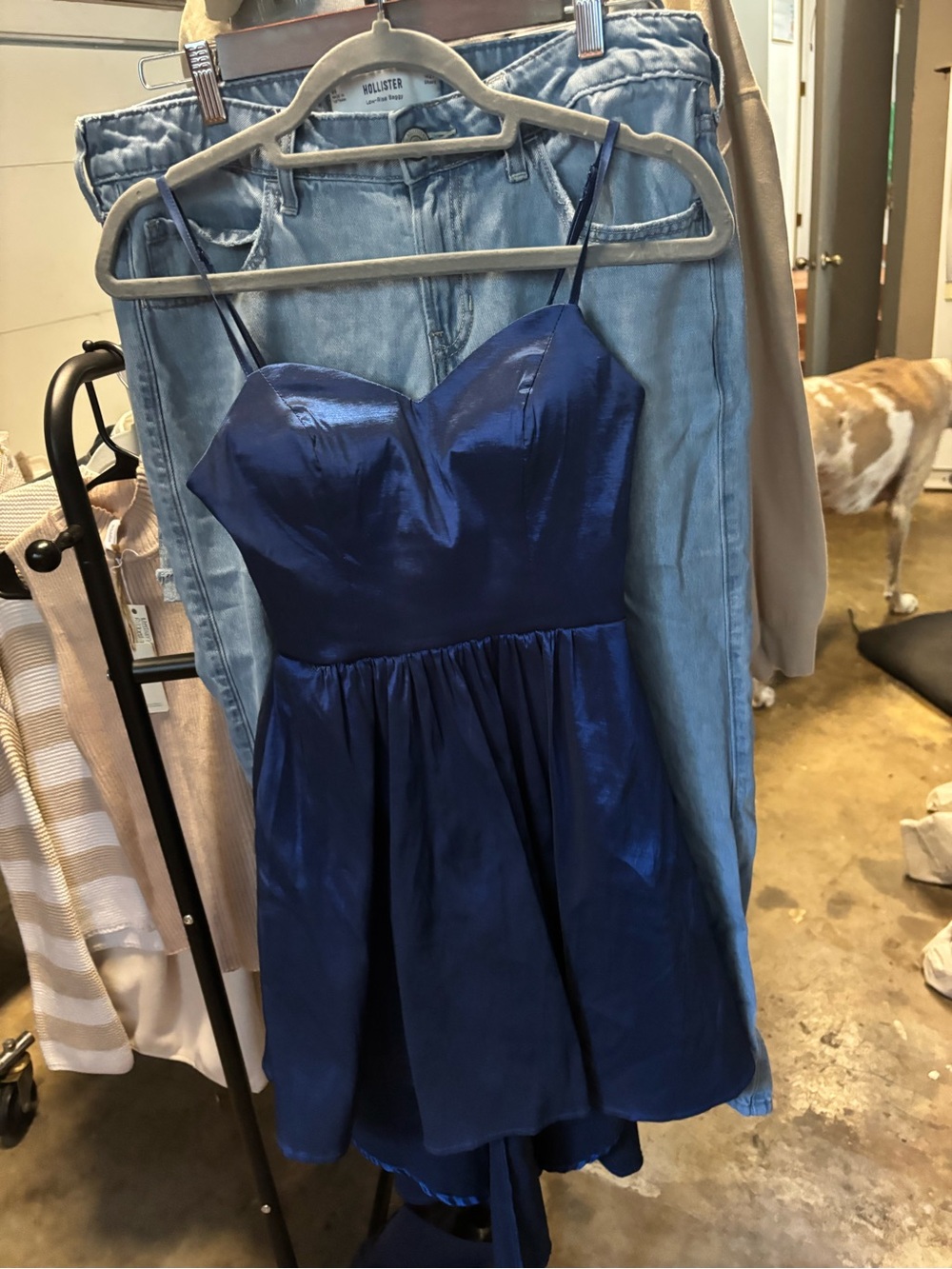 B Darlin Royal Blue Satin Spaghetti Strap Mini Dress